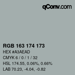 Color code: RGB 163 174 173 | qconv.com