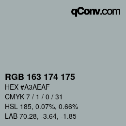 Código de color: RGB 163 174 175 | qconv.com