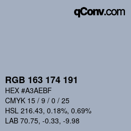 Color code: RGB 163 174 191 | qconv.com