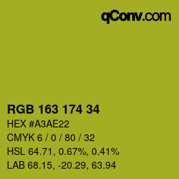 Color code: RGB 163 174 34 | qconv.com