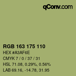 Color code: RGB 163 175 110 | qconv.com