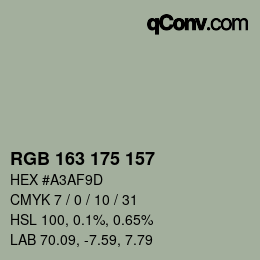 Código de color: RGB 163 175 157 | qconv.com