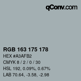 Color code: RGB 163 175 178 | qconv.com