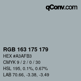 Farbcode: RGB 163 175 179 | qconv.com