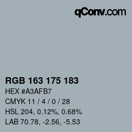 Farbcode: RGB 163 175 183 | qconv.com