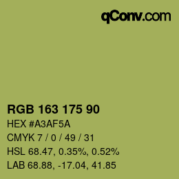 Código de color: RGB 163 175 90 | qconv.com