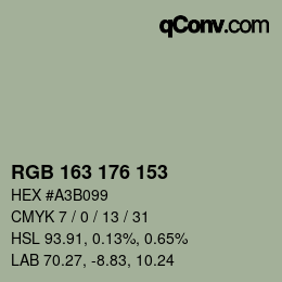 Color code: RGB 163 176 153 | qconv.com