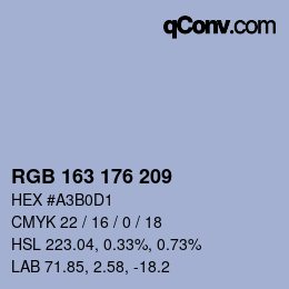 Color code: RGB 163 176 209 | qconv.com