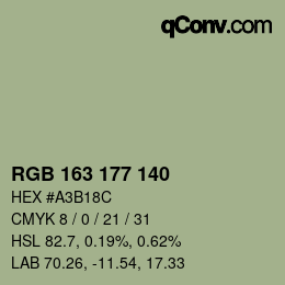 Código de color: RGB 163 177 140 | qconv.com