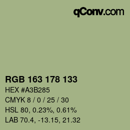 Color code: RGB 163 178 133 | qconv.com