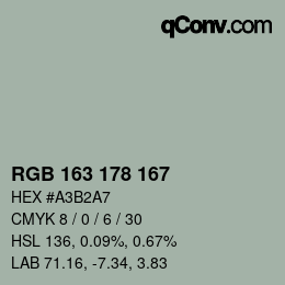 Color code: RGB 163 178 167 | qconv.com