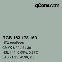 Color code: RGB 163 178 169 | qconv.com