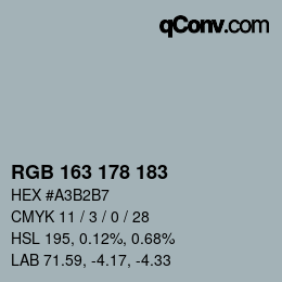 Color code: RGB 163 178 183 | qconv.com