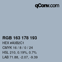 Color code: RGB 163 178 193 | qconv.com