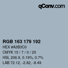 Color code: RGB 163 179 192 | qconv.com