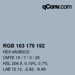 Code couleur: RGB 163 179 192 | qconv.com