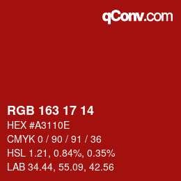 Color code: RGB 163 17 14 | qconv.com