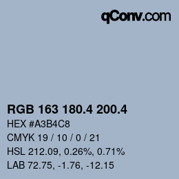 カラーコード: RGB 163 180.4 200.4 | qconv.com