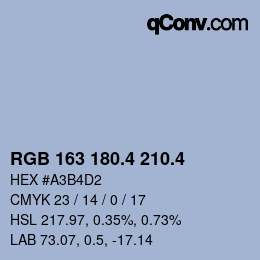 カラーコード: RGB 163 180.4 210.4 | qconv.com