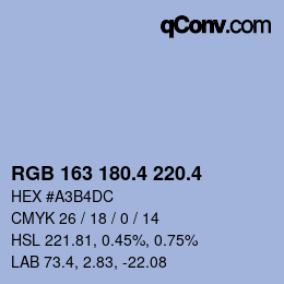 カラーコード: RGB 163 180.4 220.4 | qconv.com
