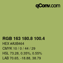 カラーコード: RGB 163 180.8 100.4 | qconv.com