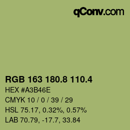 カラーコード: RGB 163 180.8 110.4 | qconv.com