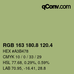カラーコード: RGB 163 180.8 120.4 | qconv.com