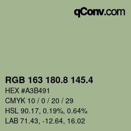 カラーコード: RGB 163 180.8 145.4 | qconv.com