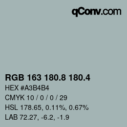 カラーコード: RGB 163 180.8 180.4 | qconv.com