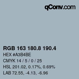カラーコード: RGB 163 180.8 190.4 | qconv.com