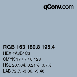 カラーコード: RGB 163 180.8 195.4 | qconv.com