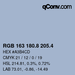 カラーコード: RGB 163 180.8 205.4 | qconv.com