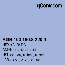 カラーコード: RGB 163 180.8 220.4 | qconv.com