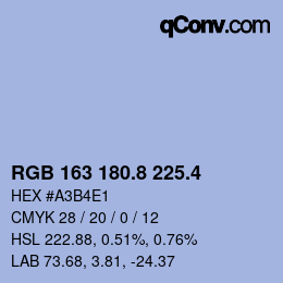 カラーコード: RGB 163 180.8 225.4 | qconv.com