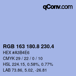 カラーコード: RGB 163 180.8 230.4 | qconv.com