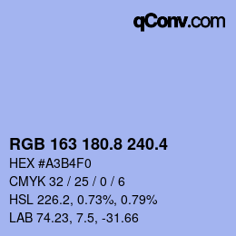 カラーコード: RGB 163 180.8 240.4 | qconv.com