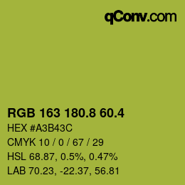 カラーコード: RGB 163 180.8 60.4 | qconv.com