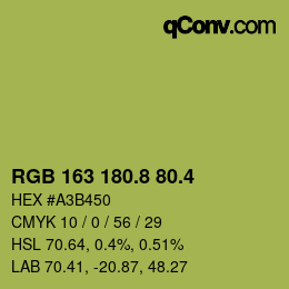 カラーコード: RGB 163 180.8 80.4 | qconv.com