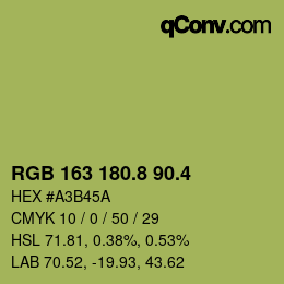 カラーコード: RGB 163 180.8 90.4 | qconv.com