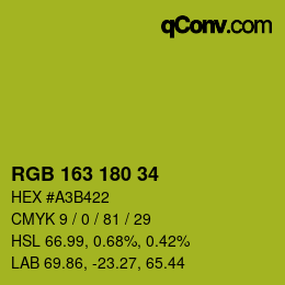 Farbcode: RGB 163 180 34 | qconv.com