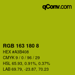Color code: RGB 163 180 8 | qconv.com