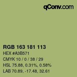Color code: RGB 163 181 113 | qconv.com
