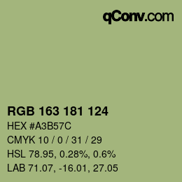 Color code: RGB 163 181 124 | qconv.com