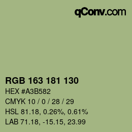 颜色代码: RGB 163 181 130 | qconv.com