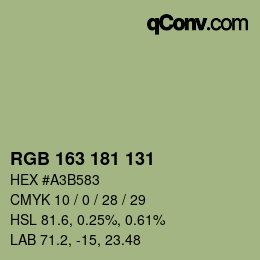 Color code: RGB 163 181 131 | qconv.com