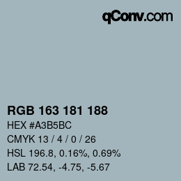 Color code: RGB 163 181 188 | qconv.com