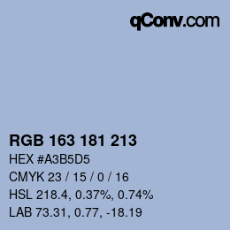 Color code: RGB 163 181 213 | qconv.com