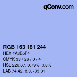 Color code: RGB 163 181 244 | qconv.com