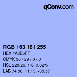 颜色代码: RGB 163 181 255 | qconv.com