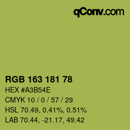 カラーコード: RGB 163 181 78 | qconv.com